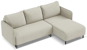 Bézs kinyitható-tárolóhelyes sarokkanapé (jobb oldali) Luana – Makamii