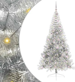 vidaXL Mesterséges, előre világított karácsonyi fa Ezüst 210 cm PET