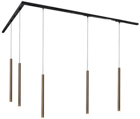 Modern sínrendszer 5 függőlámpával, sötét bronz, 1 fázisú - Iconic Frini