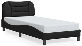 fekete műbőr ágykeret LED-világítással 90 x 200 cm