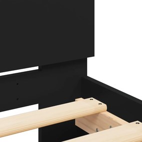 fekete ágykeret fejtámlával és LED-világítással 90 x 200 cm