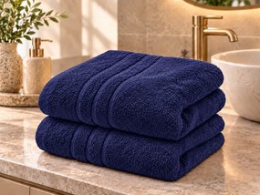 CLASSIC sötétkék 2db fürdőlepedő 70x140 cm, 100% pamut