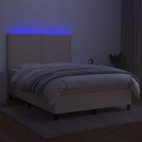 krémszínű szövet rugós és LED-es ágy matraccal 140x190cm