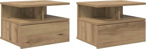 vidaXL Lebegő éjjeliszekrény 2 pcs Artisan tölgy 40 x 31 x 28 cm