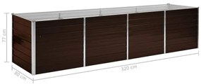 barna horganyzott acél kerti magaságyás 320 x 80 x 77 cm