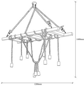 EREBOS kábelen függő csillár 12xE27/40W/230V barna