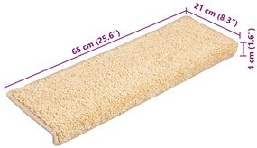 20 db krémszínű lépcsőszőnyeg, téglalap alakú széllel, 65 x 21 x 4 cm