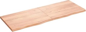 vidaXL világosbarna kezelt tömör fa fürdőszobai pult 160x60x(2-4) cm