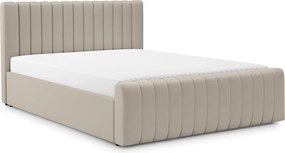 Nicole kárpitozott ágy 140x200 cm, ágyneműtartós - bézs bársony Velluto 1