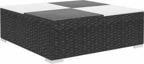 8-részes fekete polyrattan kerti bútorszett párnákkal