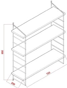 ARMONI fali polc 85x72 cm barna/fekete