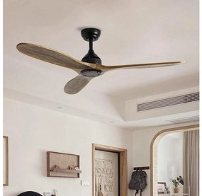 ZEVENTI - Mennyezeti ventilátor LAURIA Wi-Fi Tuya fekete/tölgy + távirányító