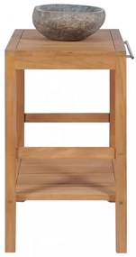 Tömör tíkfa fürdőszobai pipereszekrény folyami kő mosdóval