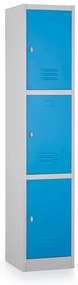 Fém szekrény - 3 doboz, 38 x 45 x 185 cm, csavaros zár, kék - ral 5012