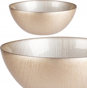 Champagne arany színű üveg tálaló tál 21 cm-es, snackekhez