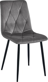 AKCIÓ sötétszürke bársonyos étkezőszék LIBRA fekete lábakkal II. minőség