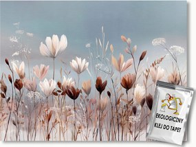 Fotótapéta Flizelina Kert Rét Mező Virágok Barna Bézs Boho 150x105 ragasztó