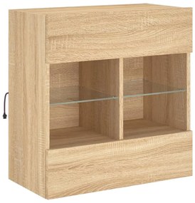 sonoma tölgy színű fali TV-szekrény LED-del 58,5x30x60,5 cm