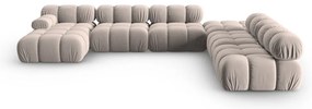 Világosbarna bársony moduláris sarokkanapé (jobb oldali-U alakú) Bellis – Micadoni