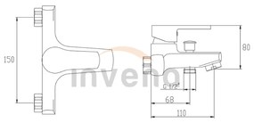 Invena Verso, kád csaptelep tartozékok nélkül 150mm, króm, INV-BW-82-001-C