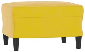 sárga bársony kanapéfotel lábtartóval 60 cm