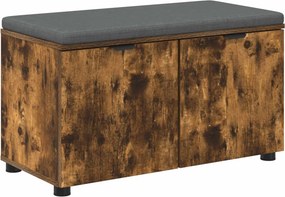 vidaXL Előtér pad Füstölt Tölgy 80 x 38 x 46 cm Műanyag Fa és Szövet