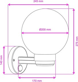 BRILAGI - Kültéri fali lámpa érzékelővel HARBOR 1xE27/40W/230V IP33 fekete/átlátszó