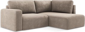 Bézs zsenília kinyitható-tárolóhelyes sarokkanapé (jobb oldali-L alakú) Kona – Makamii