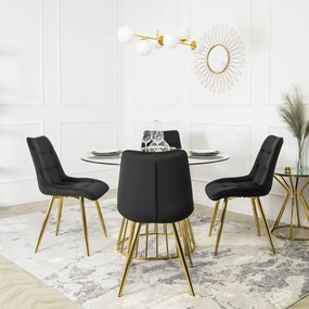 Elegáns Fekete Étkezőszék Arany Lábbal. CARO