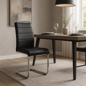 Szánkótalpas Étkezőszék Fekete Eco-bőr Kárpittal. LOCA 2