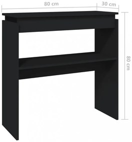 fekete szerelt fa tálalóasztal 80 x 30 x 80 cm