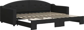 vidaXL fekete kihúzható szövet heverő 90x200 cm