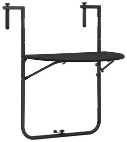 vidaXL fekete rattan hatású műanyag függő erkélyasztal 60x64x83,5 cm