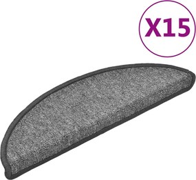 vidaXL 15 db sötétszürke félkör alakú lépcsőszőnyeg 56 x 17 x 3 cm