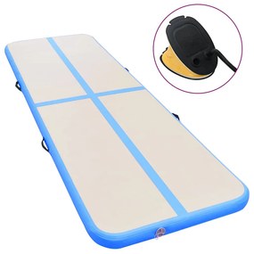 vidaXL kék PVC felfújható tornaszőnyeg pumpával 400 x 100 x 10 cm