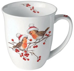 Karácsonyi porcelán bögre 400 ml Christmas robins white