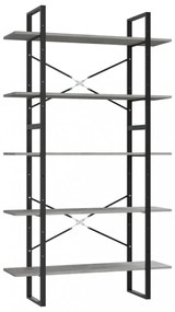 5 szintes betonszürke szerelt fa könyvszekrény 100x30x175 cm