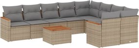 vidaXL 10 részes vegyes bézs polyrattan kerti ülőgarnitúra párnákkal