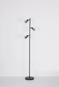 Globo 54308S Állólámpa fém fekete matt, füstszínű üveg, átlátszó futás, fekete PVC kábel, lábkapcsoló a kábelben, ø: 230mm, M:1540mm, kábelhossz 1800mm, nem tartozék: 3x E14 40W 230V