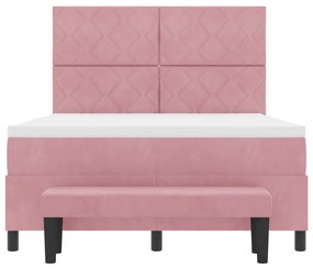 Boxspring ágy matraccal és paddal Rózsaszín 160x200 cm Bársonyos
