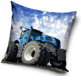 Traktor párna díszpárna kék