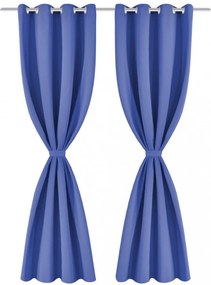 2 db kék sötétítőfüggöny fém függönykarikákkal 135 x 175 cm