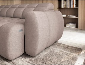 Világosbarna buklé kinyitható-tárolóhelyes sarokkanapé (bal oldali-L alakú) Falconn – ELTAP