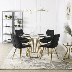 Elegáns Fekete Étkezőszék Arany Lábbal. CARO