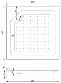 Mexen Rio, szögletes zuhanykabin 90(ajtó)x90(ajtó)x190 cm, 5mm szürke üveg, fekete profil + fehér zuhanytálca RIO, 860-090-090-70-40-4510