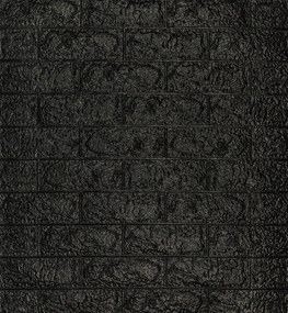 3D Öntapadós habosított falpanel, Fekete színű tégla, 70 x 77 cm