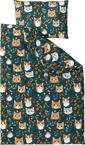 Pamut ágynemű CATTAMI POLY sötétzöld Ágyneműhuzat mérete: 70 x 90 cm | 140 x 200 cm