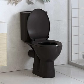 Fekete gyorsan szerelhető WC-ülőke lassan csukódó fedéllel