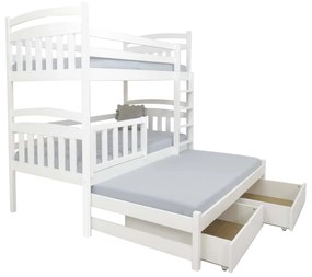 Wilsondo PETRA 1 emeletes ágy pótággyal 90x200 - fehér