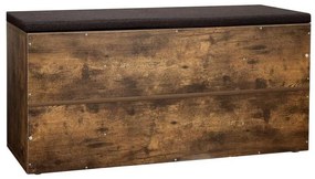 Cipőtároló pad, párnázott ülőfelülettel, 104 x 30 x 48 cm, rusztikus barna